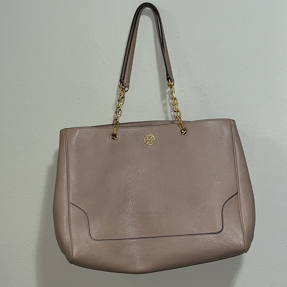Tory Burch Carter Tote Nude Pink Pebbled Leather - Picture 4 of 10